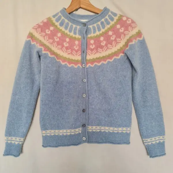 Kew 159 Womens Christmas Fair Isle Lambswool Cardigan XS UK 4-6