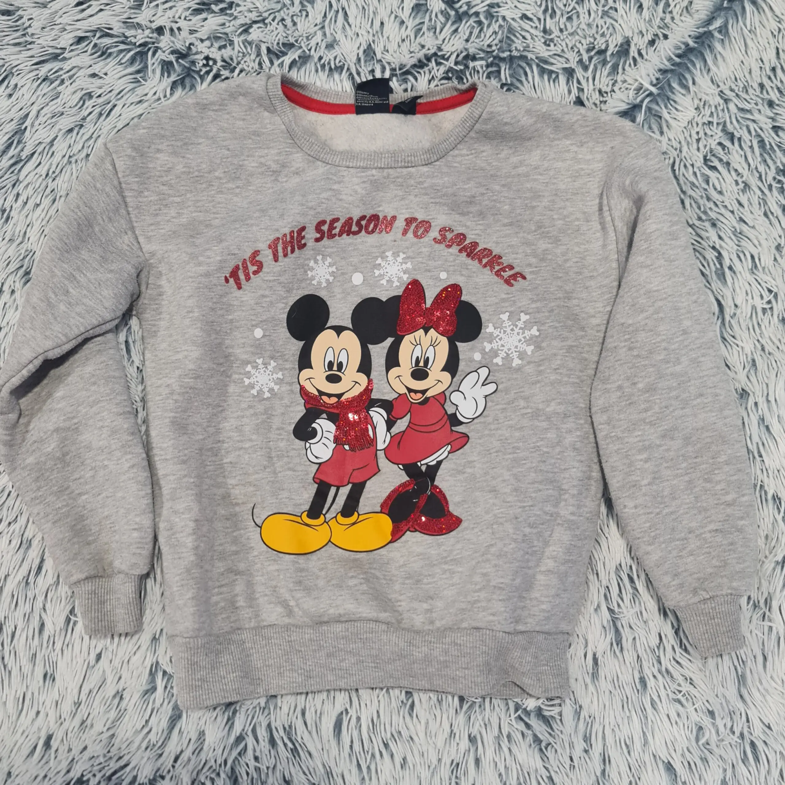 Disney Primark Girls Grey Christmas Jumper 6-7Y 122cm