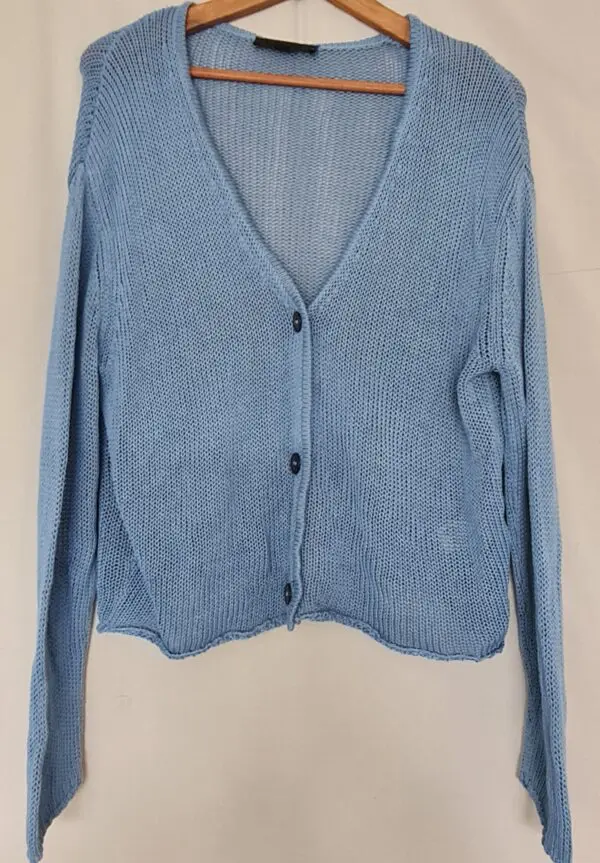 Zara Womens Light Blue Open Knit Cardigan M UK 12-14