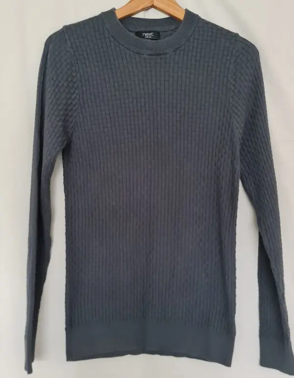 Next Mens Grey Textured Knit Jumper XS