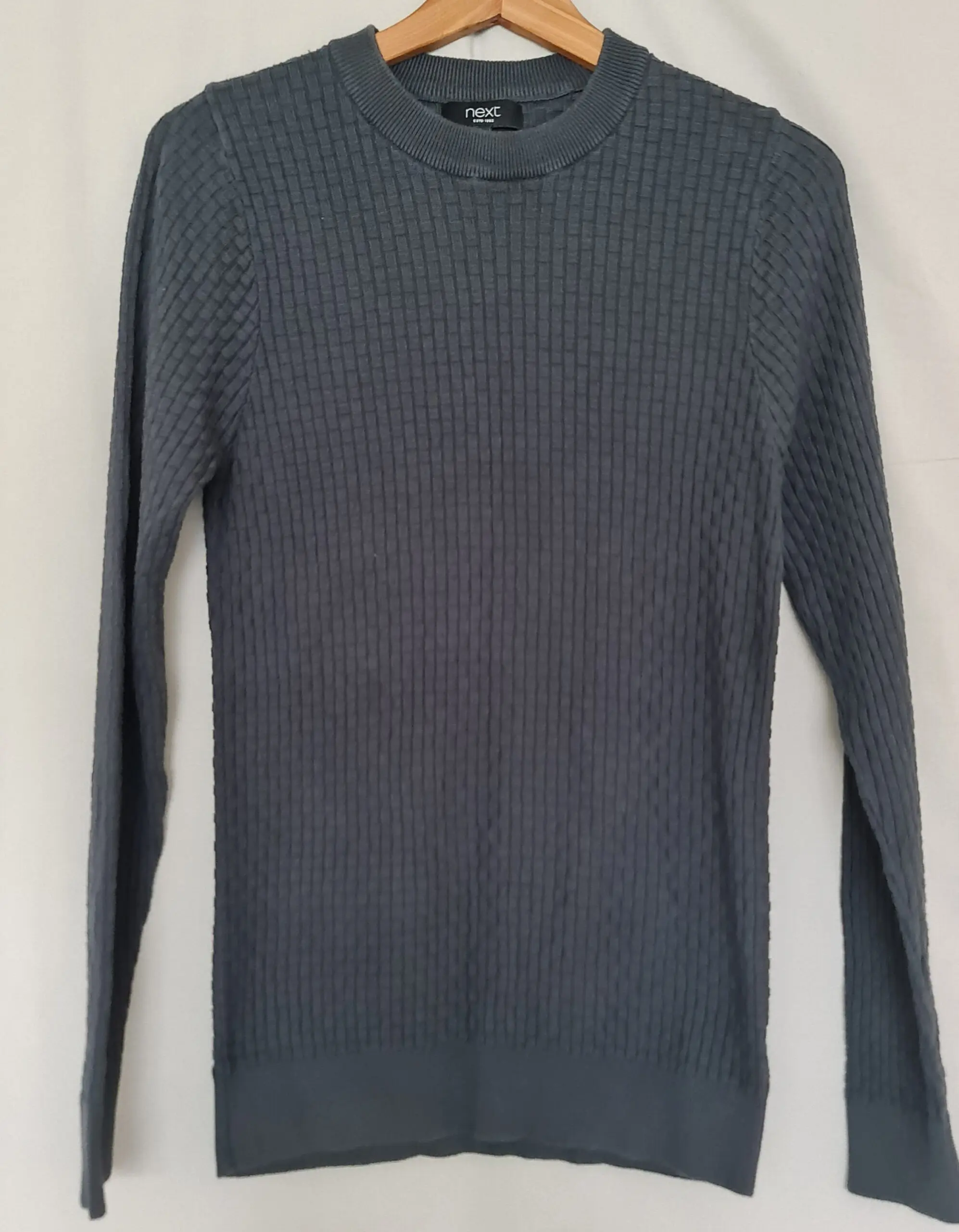 Next Mens Grey Textured Knit Jumper XS