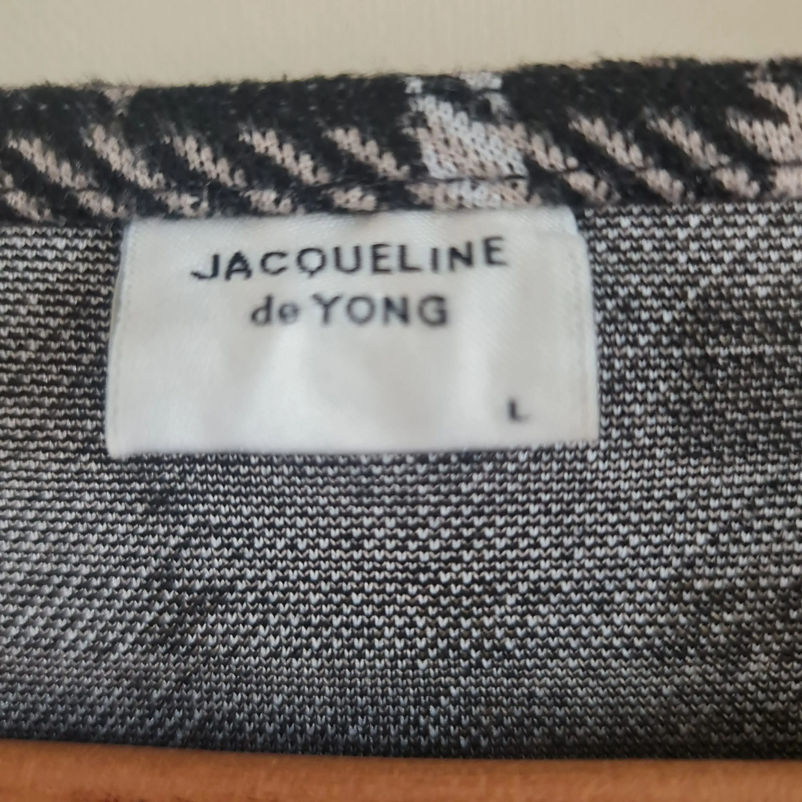 Jacqueline de Yong Womens Black White Check Top L UK 16-18 - Image 2