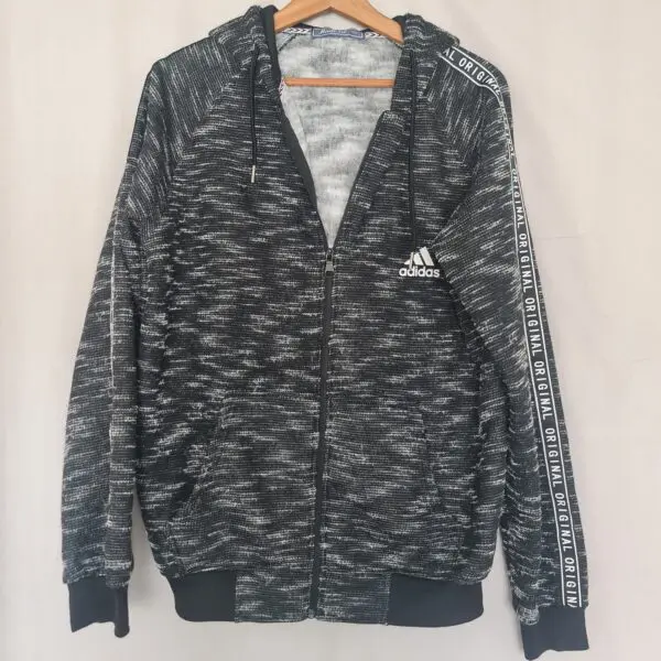 Andrid Mens Black Grey Marl Zip Hoodie Size XXL
