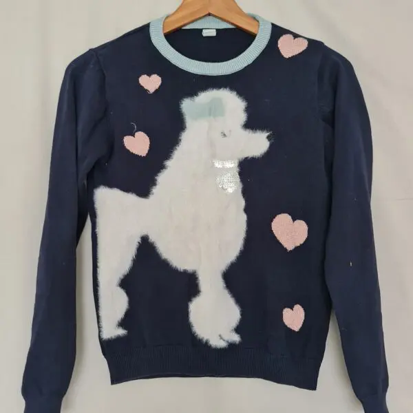 TU Girls Navy Poodle Heart Jumper Age 12 Years 152cm