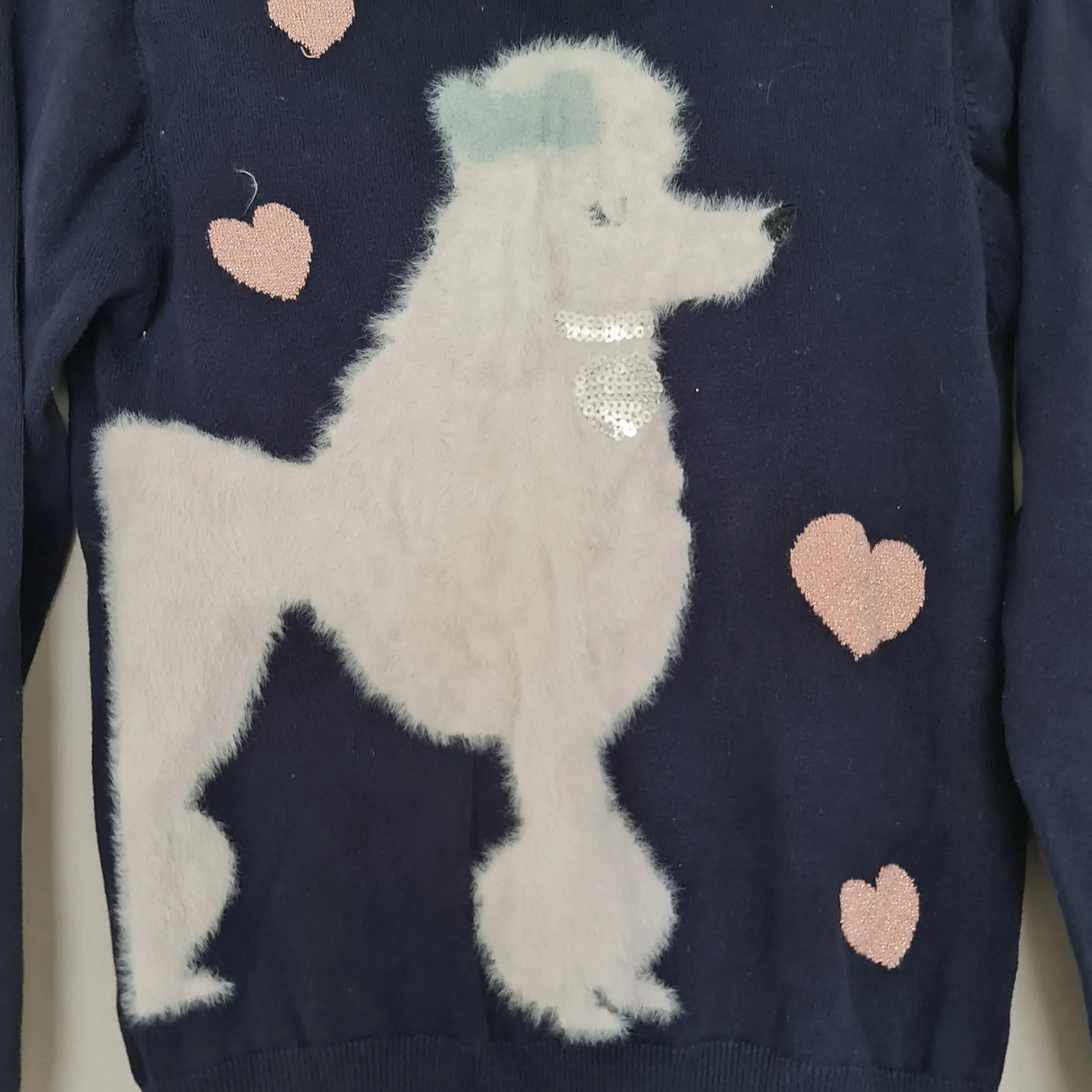 TU Girls Navy Poodle Heart Jumper Age 12 Years 152cm - Image 2