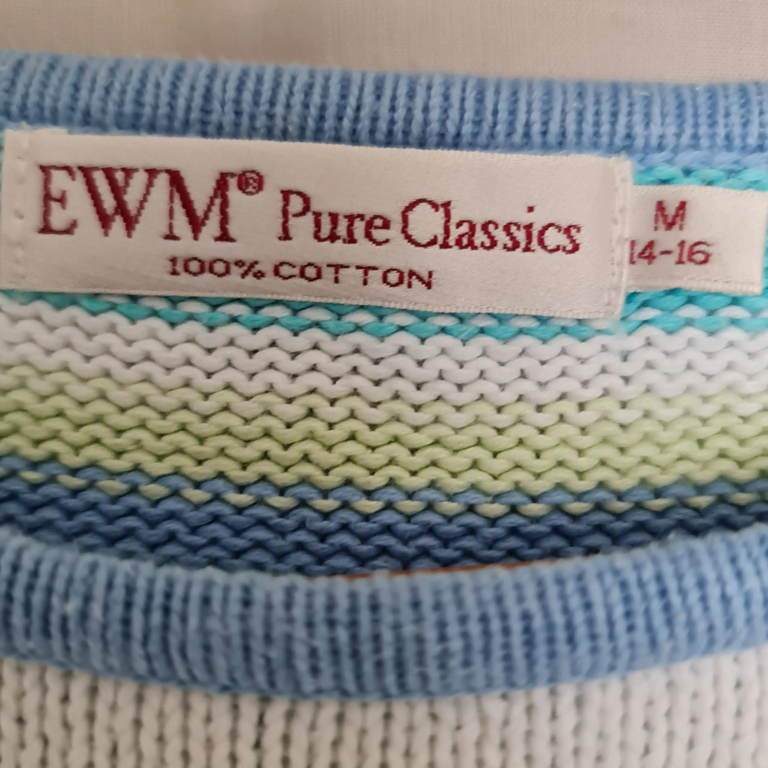 EWM Pure Classics Womens Stripe Cotton Jumper M / UK 14 - Image 2