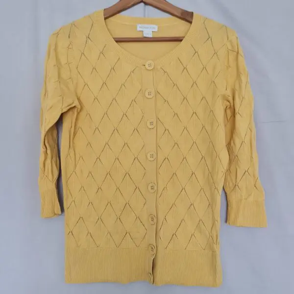 Monsoon Womens Mustard Cotton Knit Cardigan UK 12