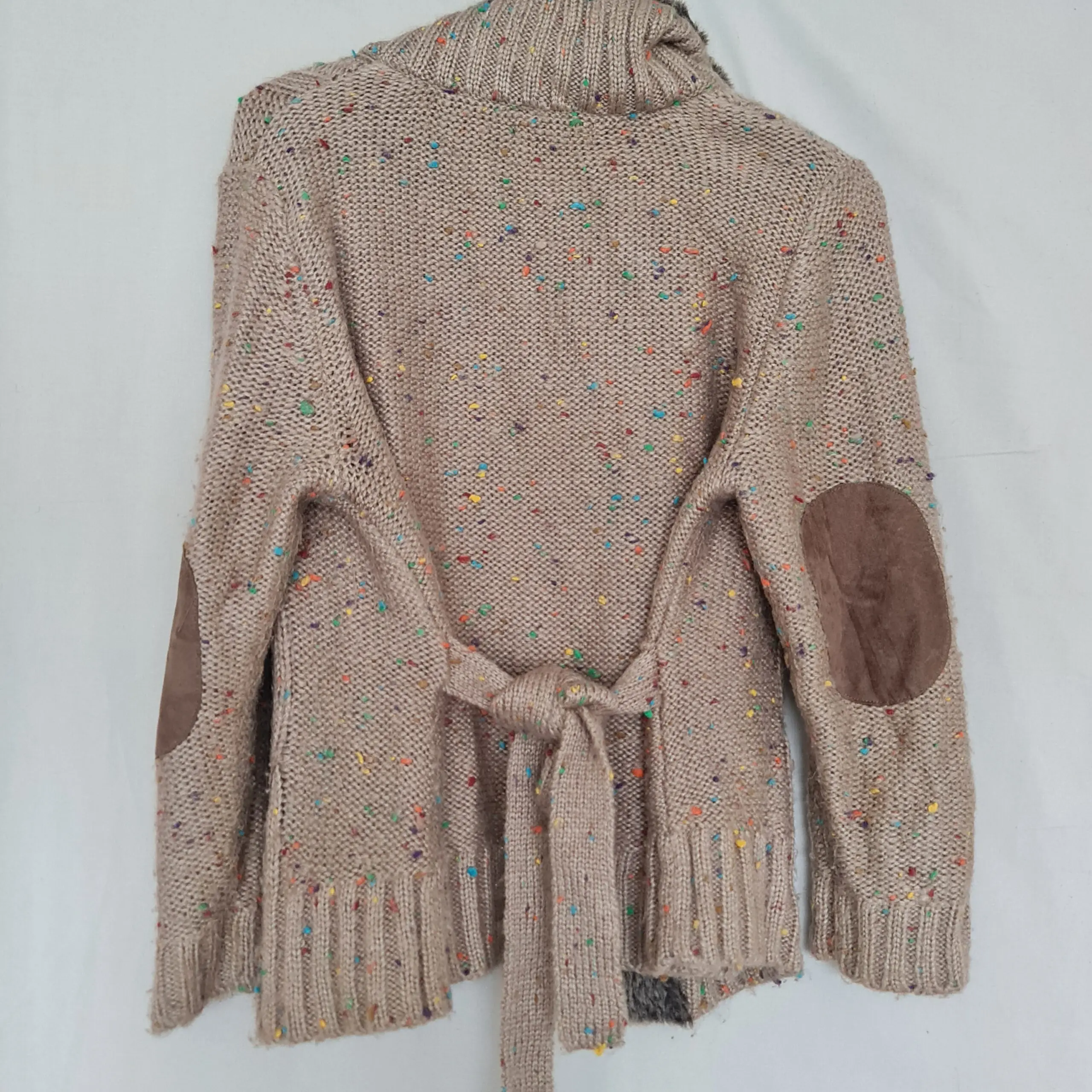 Viz-A-Viz Womens Beige Faux Fur Trim Cardigan M UK 12-14 - Image 4