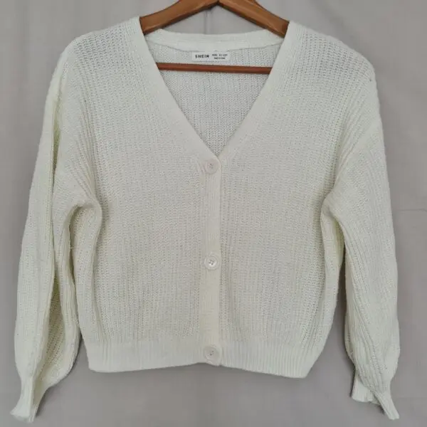 SHEIN Girls White Knit Cardigan Age 11-12 Years