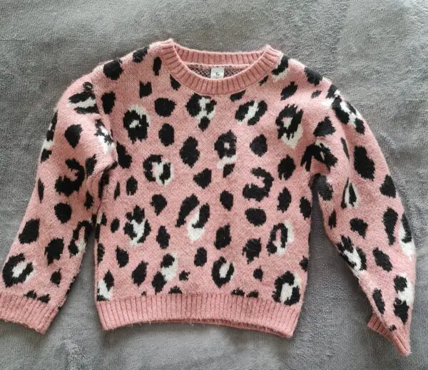 TU Girls Rose Leopard Print Knit Jumper Age 6 Years 116cm