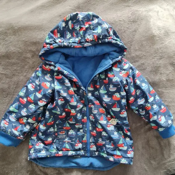 JoJo Maman Bebe Kids Boat Print Fleece Raincoat 4Y 104cm