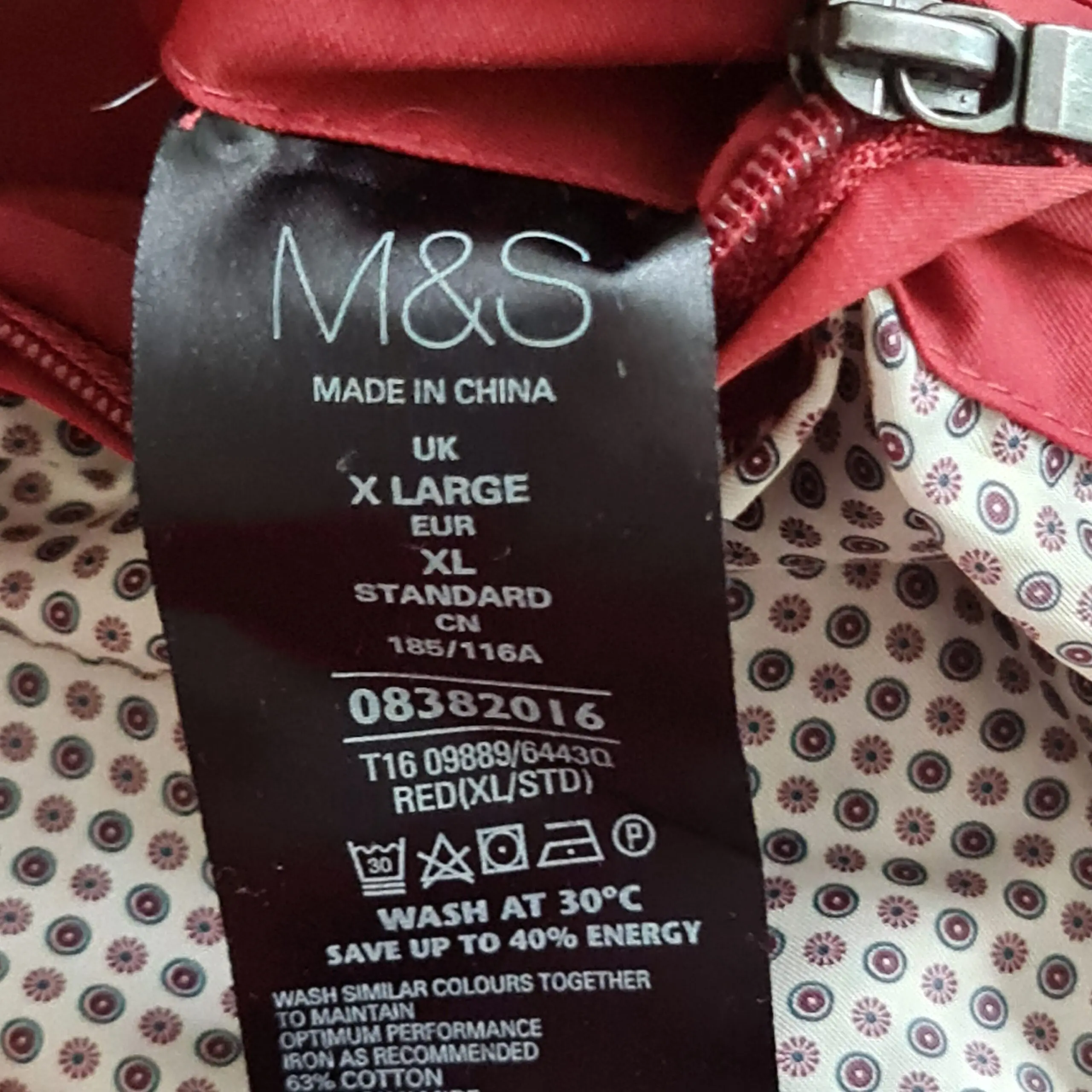 Marks & Spencer Mens Burgundy Harrington Jacket Size XL - Image 4