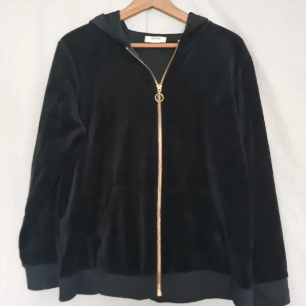 Papaya Womens Black Zip Hoodie L UK 16-18