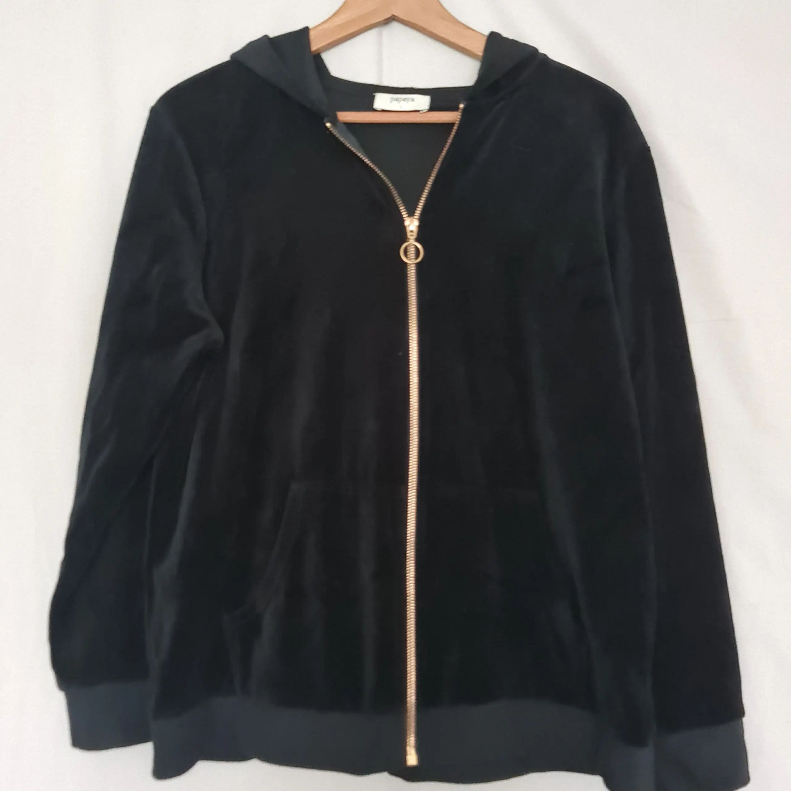 Papaya Womens Black Zip Hoodie L UK 16-18