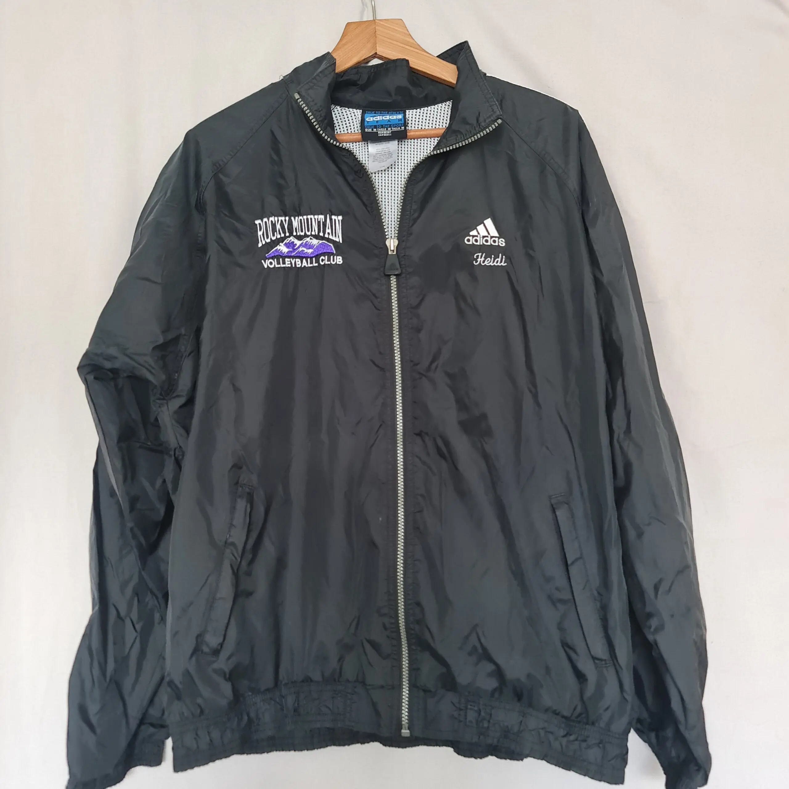 Adidas Mens Black Rocky Mountain Volleyball Windbreaker Jacket M
