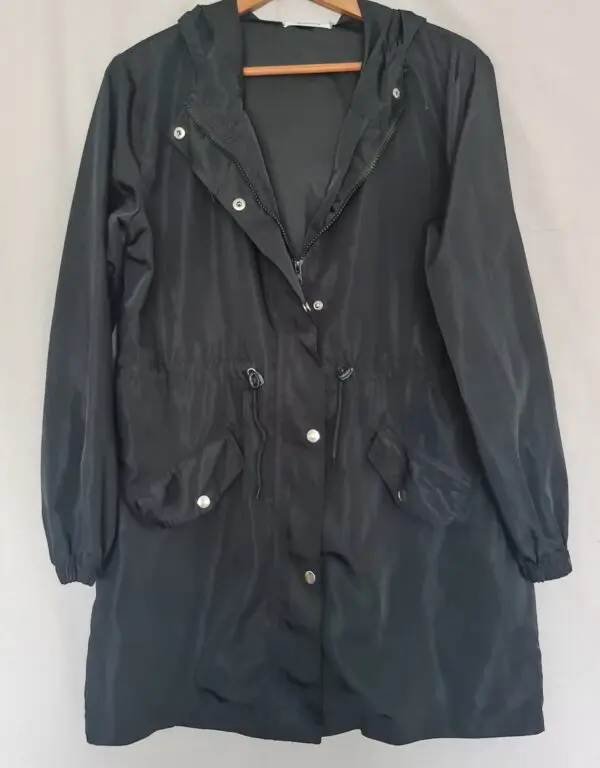Aibrou Womens Black Hooded Raincoat M UK 12-14