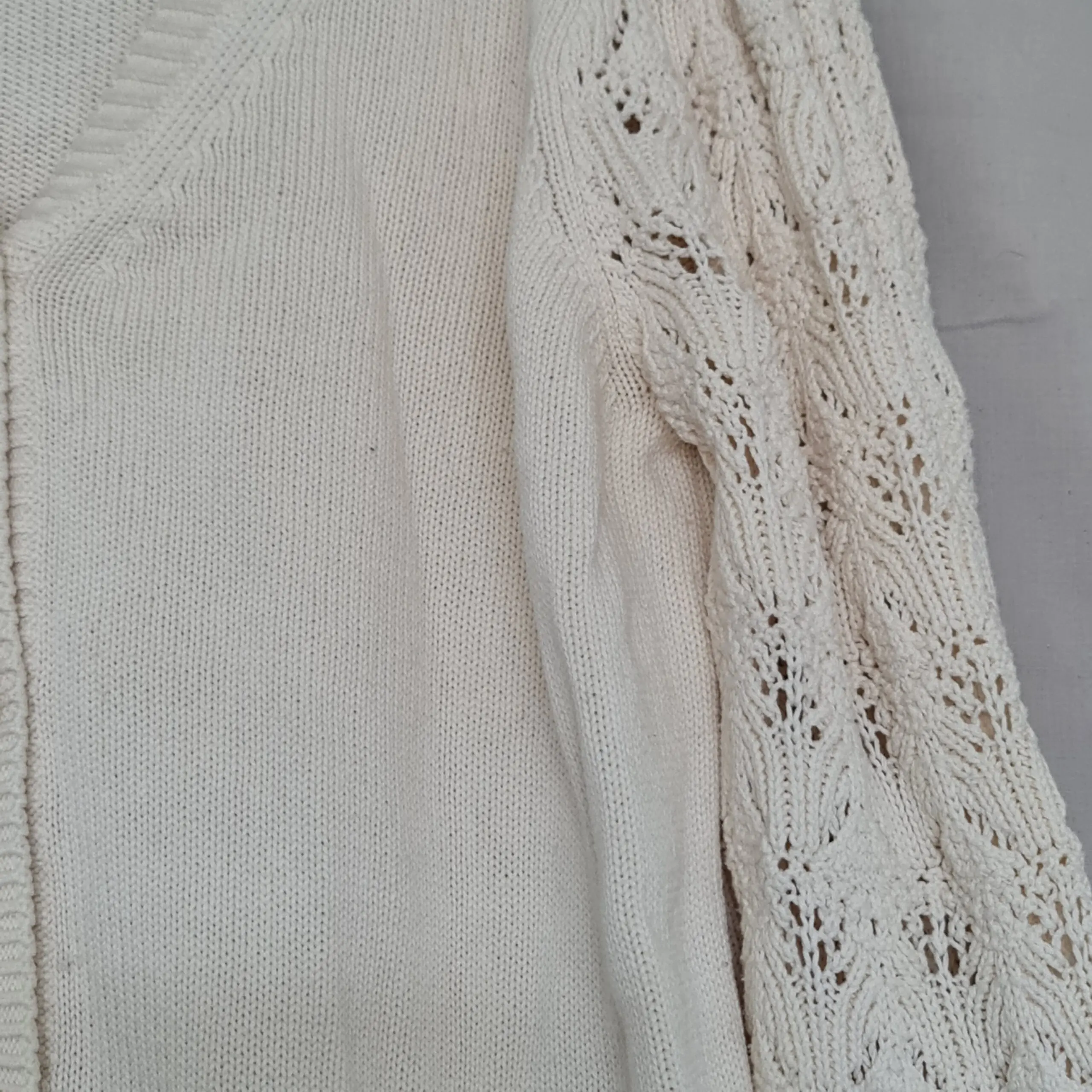 F&F Womens Cream Lace Sleeve Knit Cardigan L UK 16-18 - Image 2