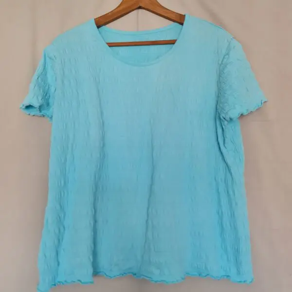 Womens Turquoise Textured Short Sleeve Top XL UK 20-22
