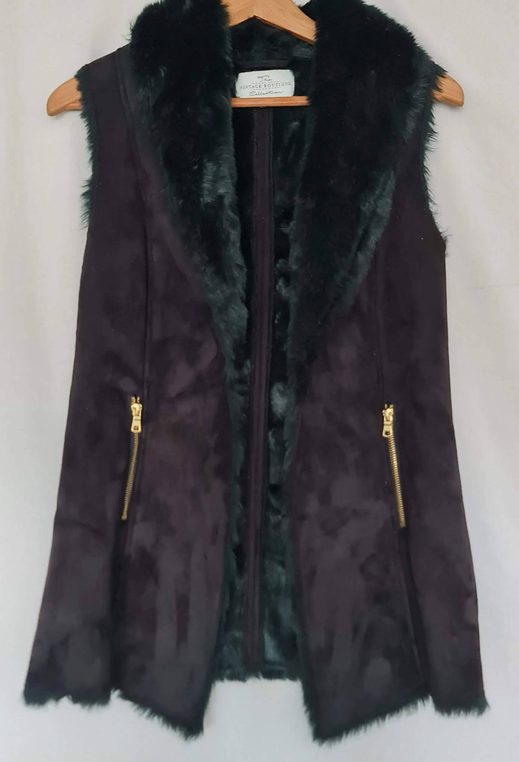 The Vintage Boutique Collection Womens Brown Faux Fur Gilet UK 8