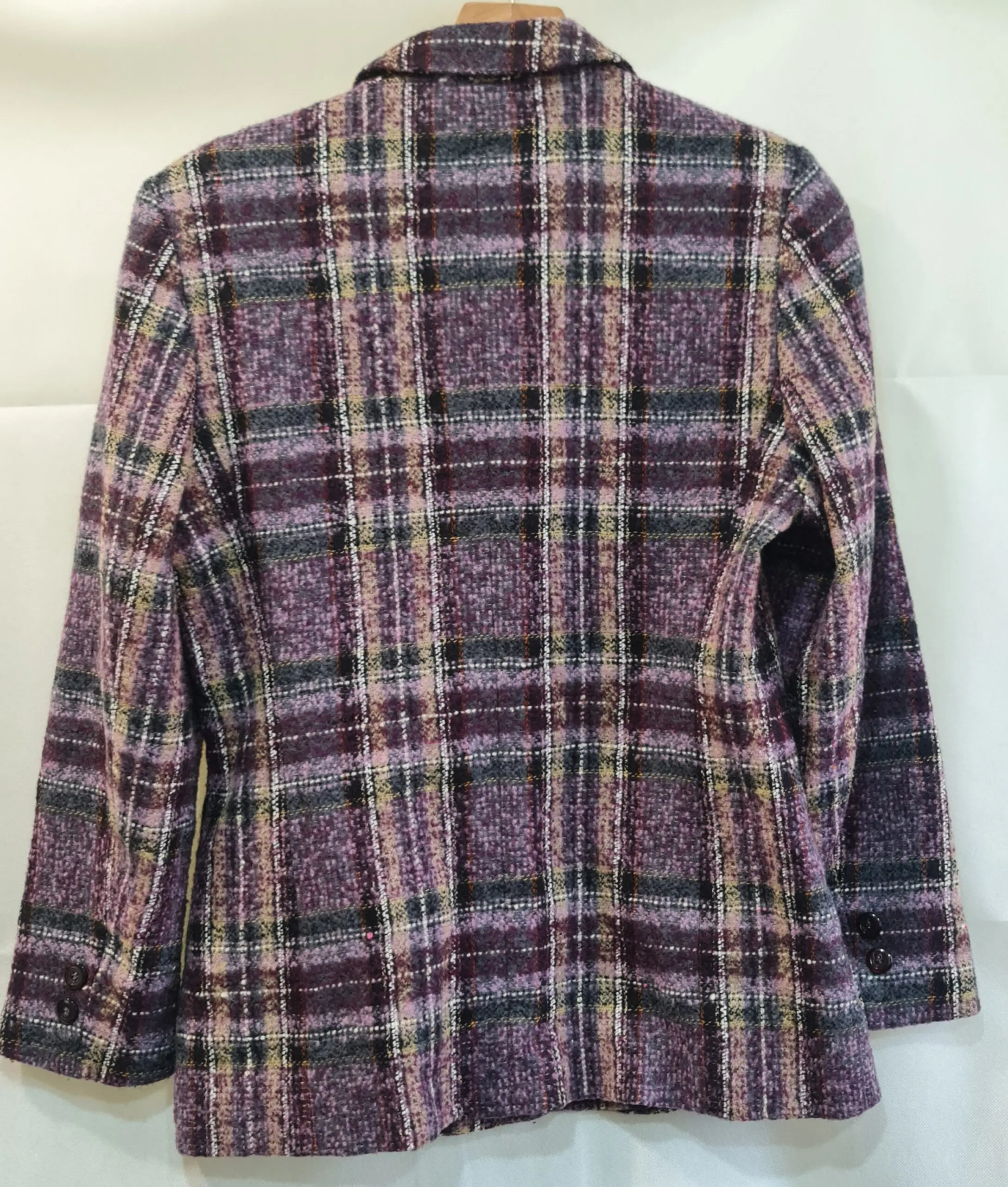Basler Womens Purple Wool Blend Check Blazer UK 12 - Image 2