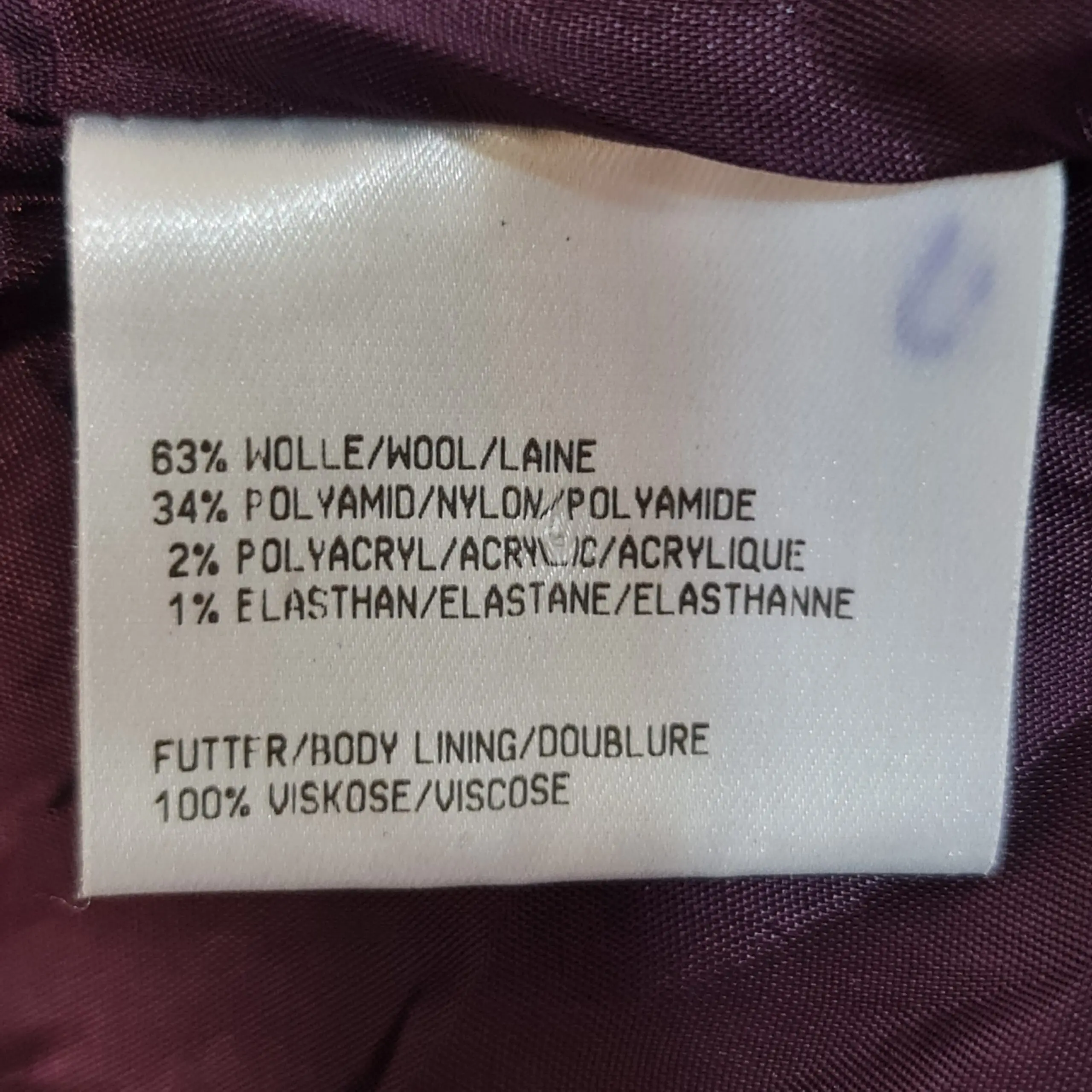 Basler Womens Purple Wool Blend Check Blazer UK 12 - Image 4