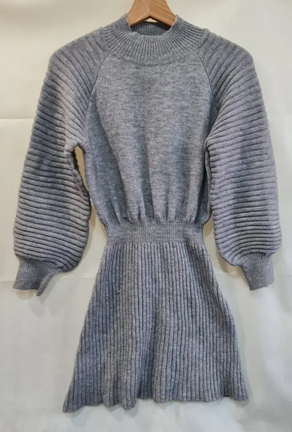 SHEIN Womens Grey Ribbed Knit Jumper Dress S UK 8-10