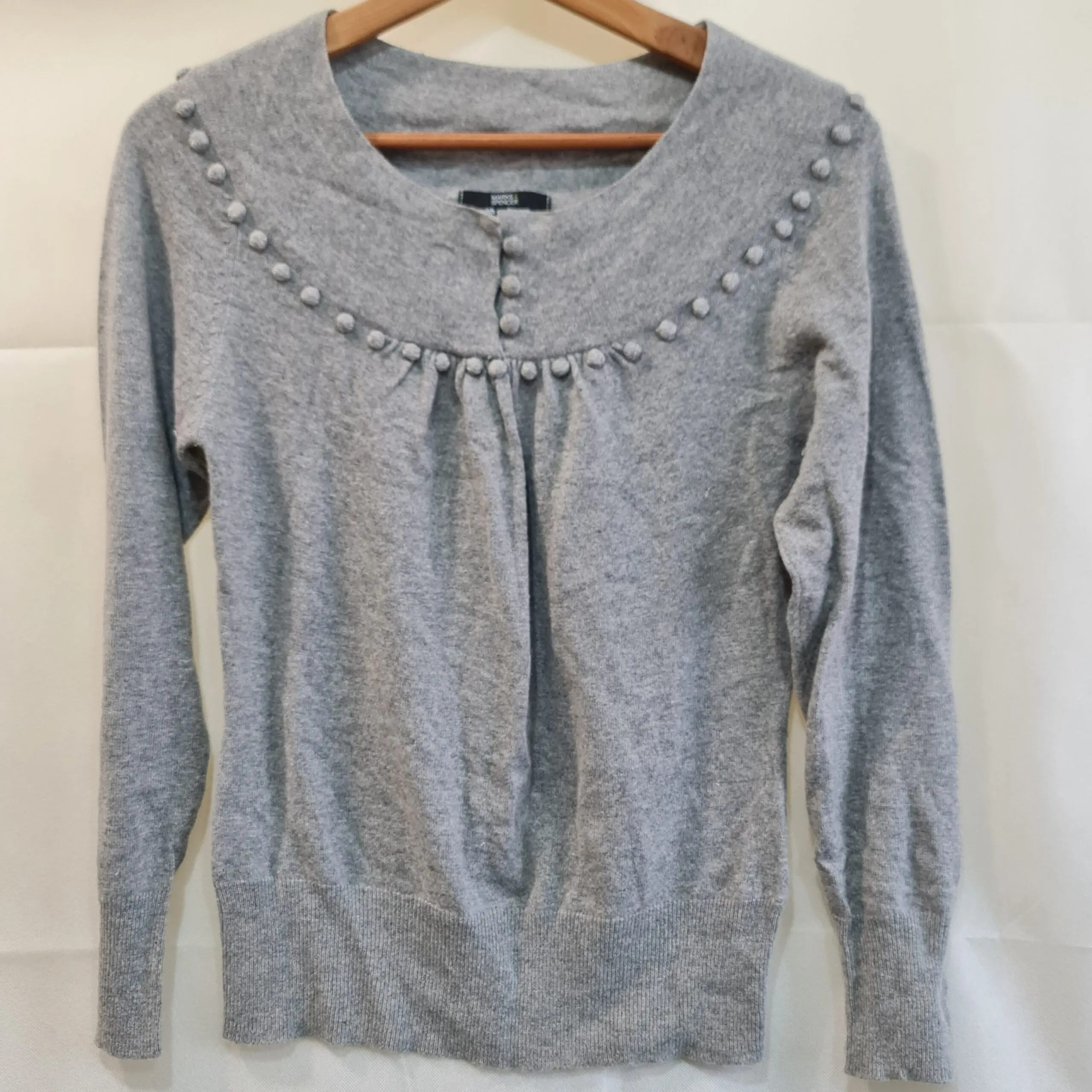 Marks & Spencer Womens Grey Cardigan With Cashmere UK 8