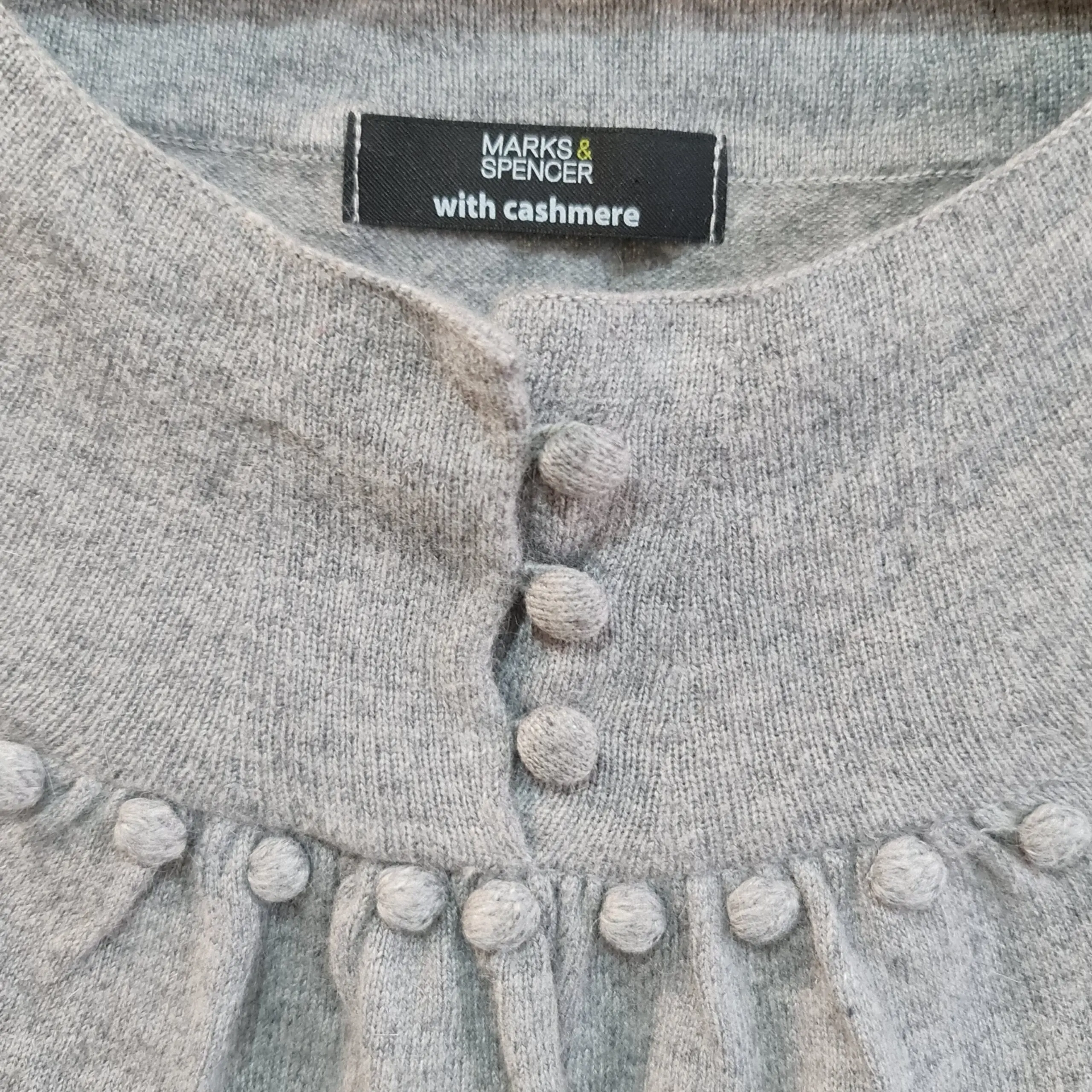 Marks & Spencer Womens Grey Cardigan With Cashmere UK 8 - Image 3