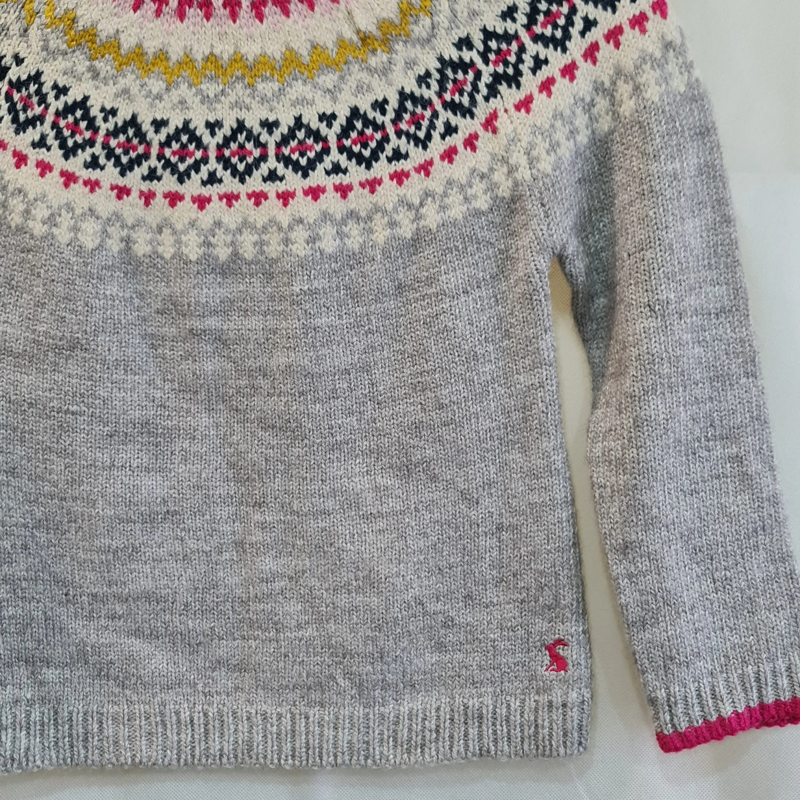 Joules Girls Grey Christmas Fair Isle Jumper 7-8Y 122-128cm - Image 2