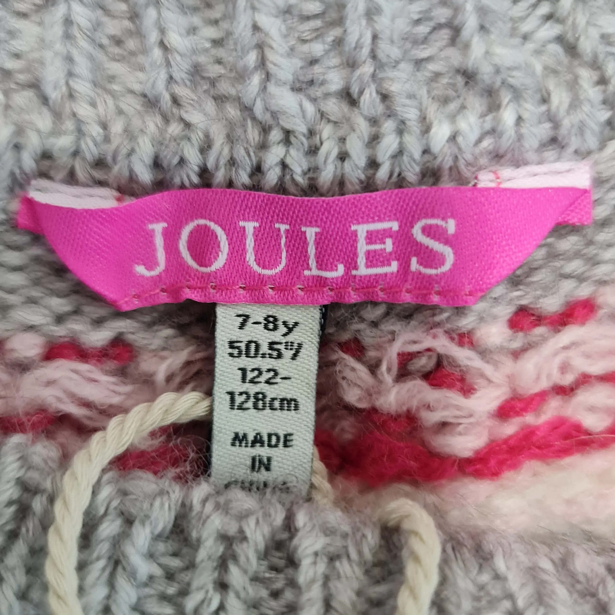 Joules Girls Grey Christmas Fair Isle Jumper 7-8Y 122-128cm - Image 4