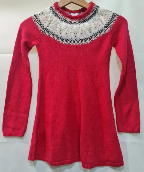 Tahari Girls Red Fair Isle Knit Dress 7 Years 122cm