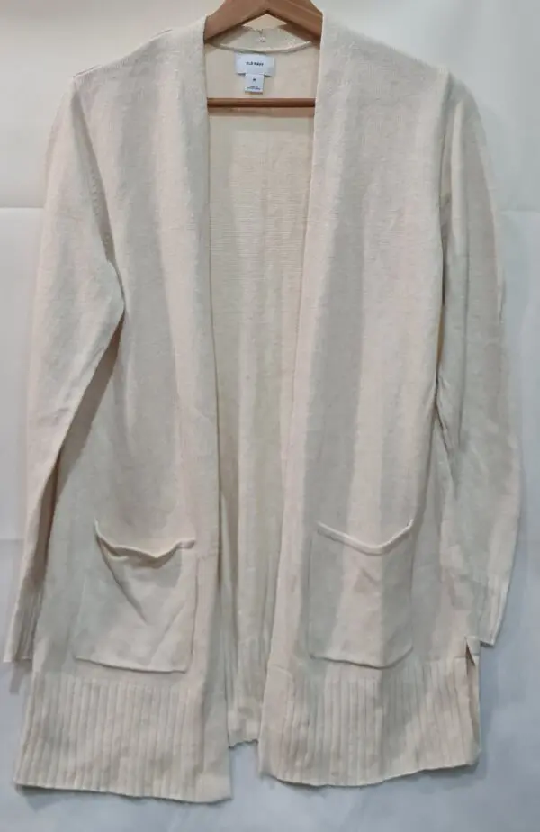 Old Navy Womens Cream Open Front Long Cardigan M UK 12-14