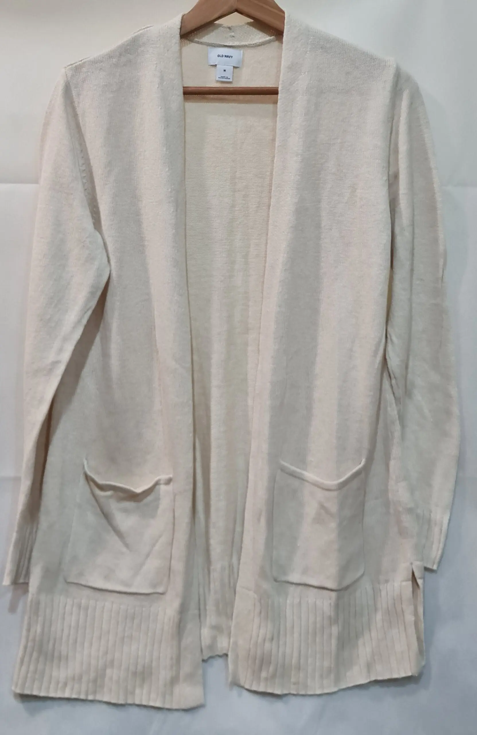 Old Navy Womens Cream Open Front Long Cardigan M UK 12-14