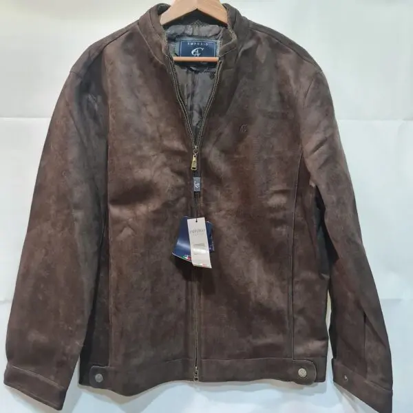 Emporio Mens Brown Faux Suede Bomber Jacket L