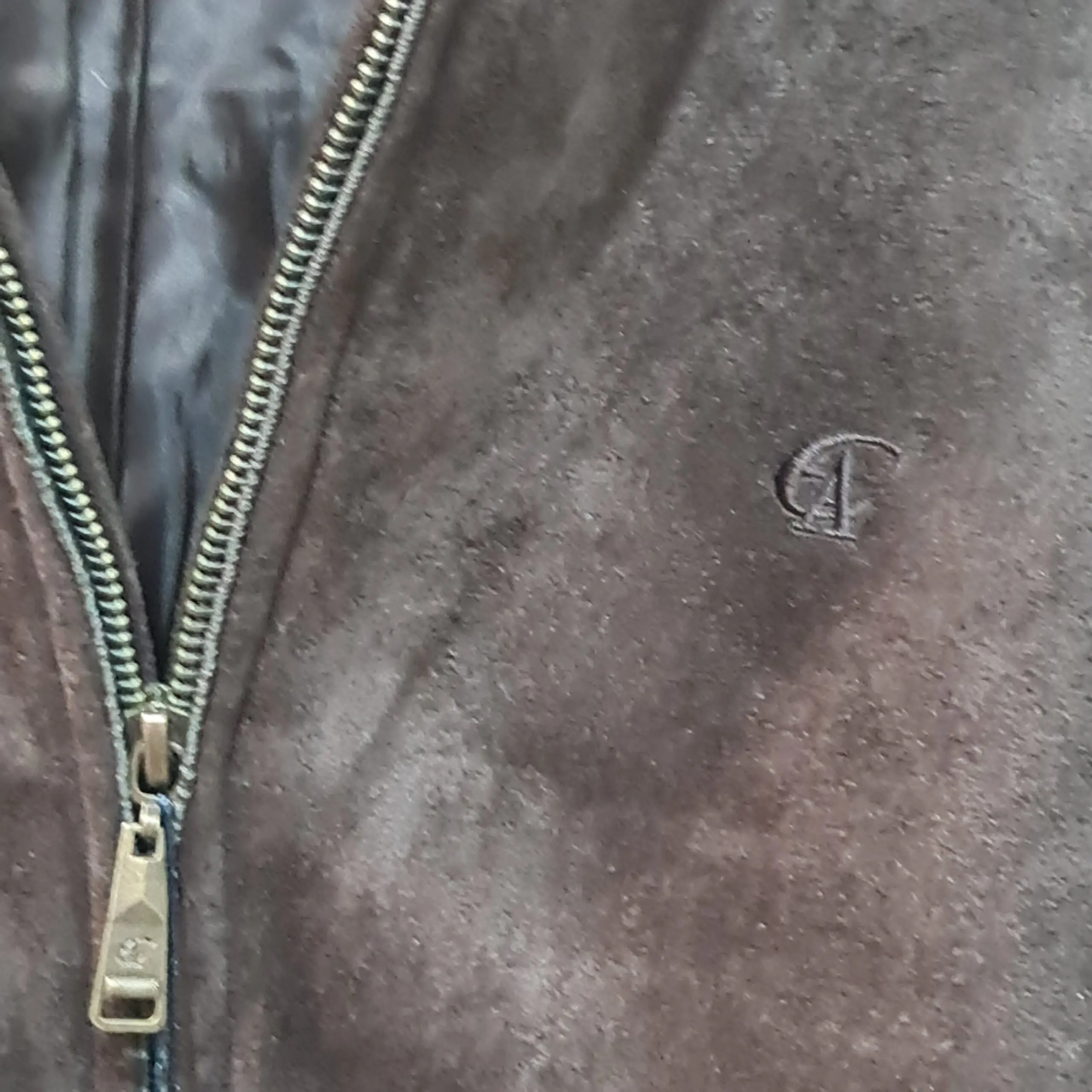 Emporio Mens Brown Faux Suede Bomber Jacket L - Image 2