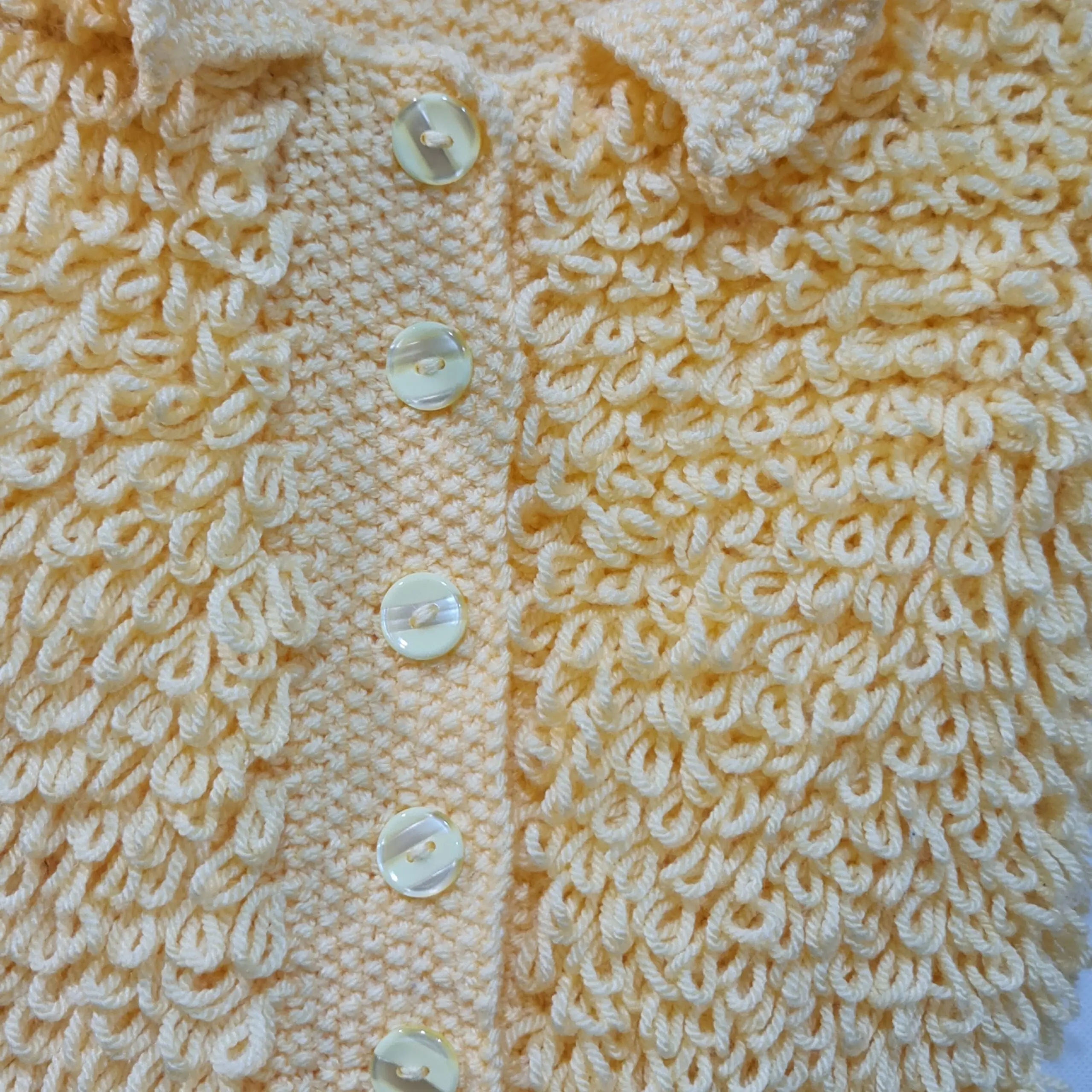 Hand Knitted Girls Yellow Loop Knit Cardigan 5 Years 110cm - Image 2