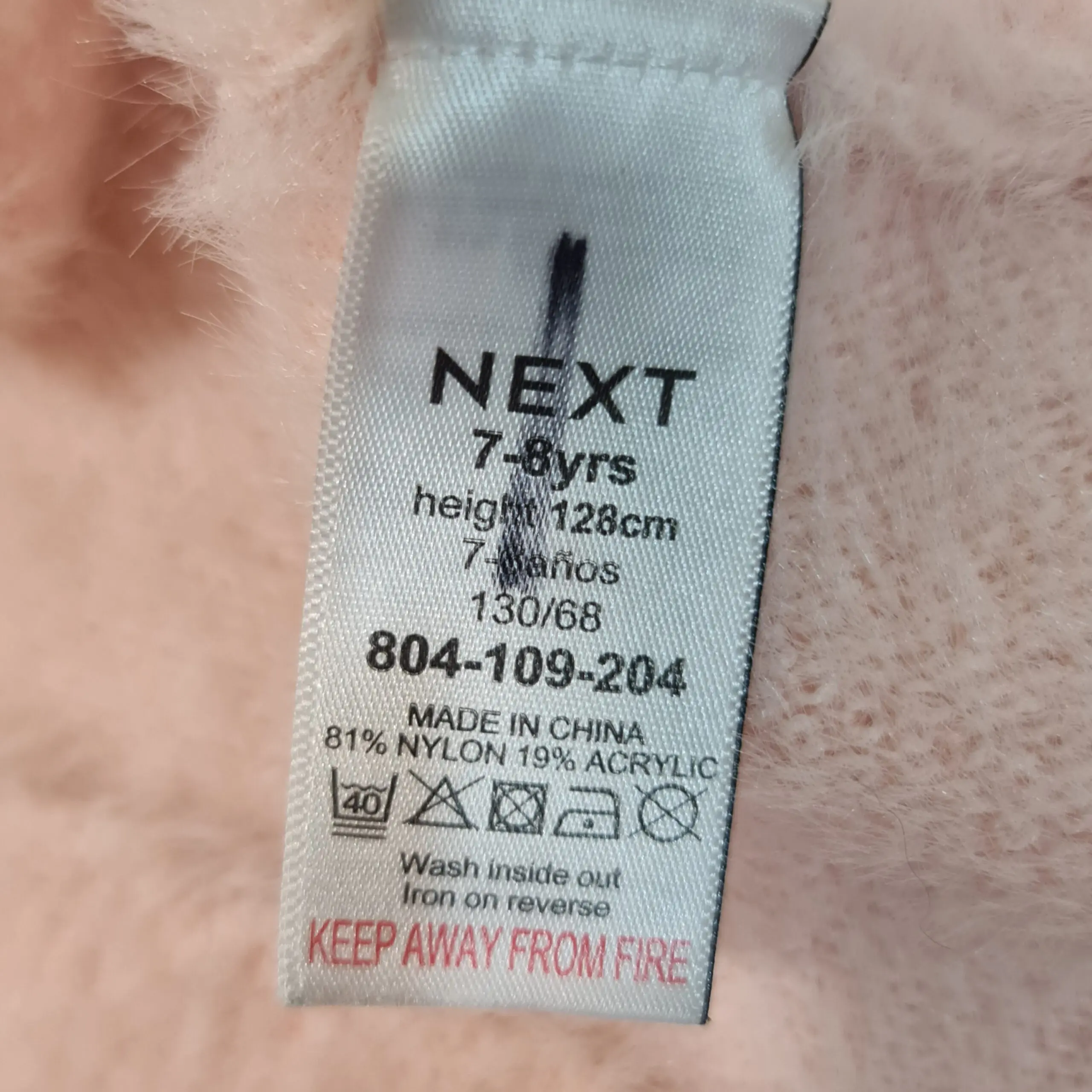 Next Girls Pink Fluffy Bolero Cardigan 7–8 years / 128 cm - Image 3
