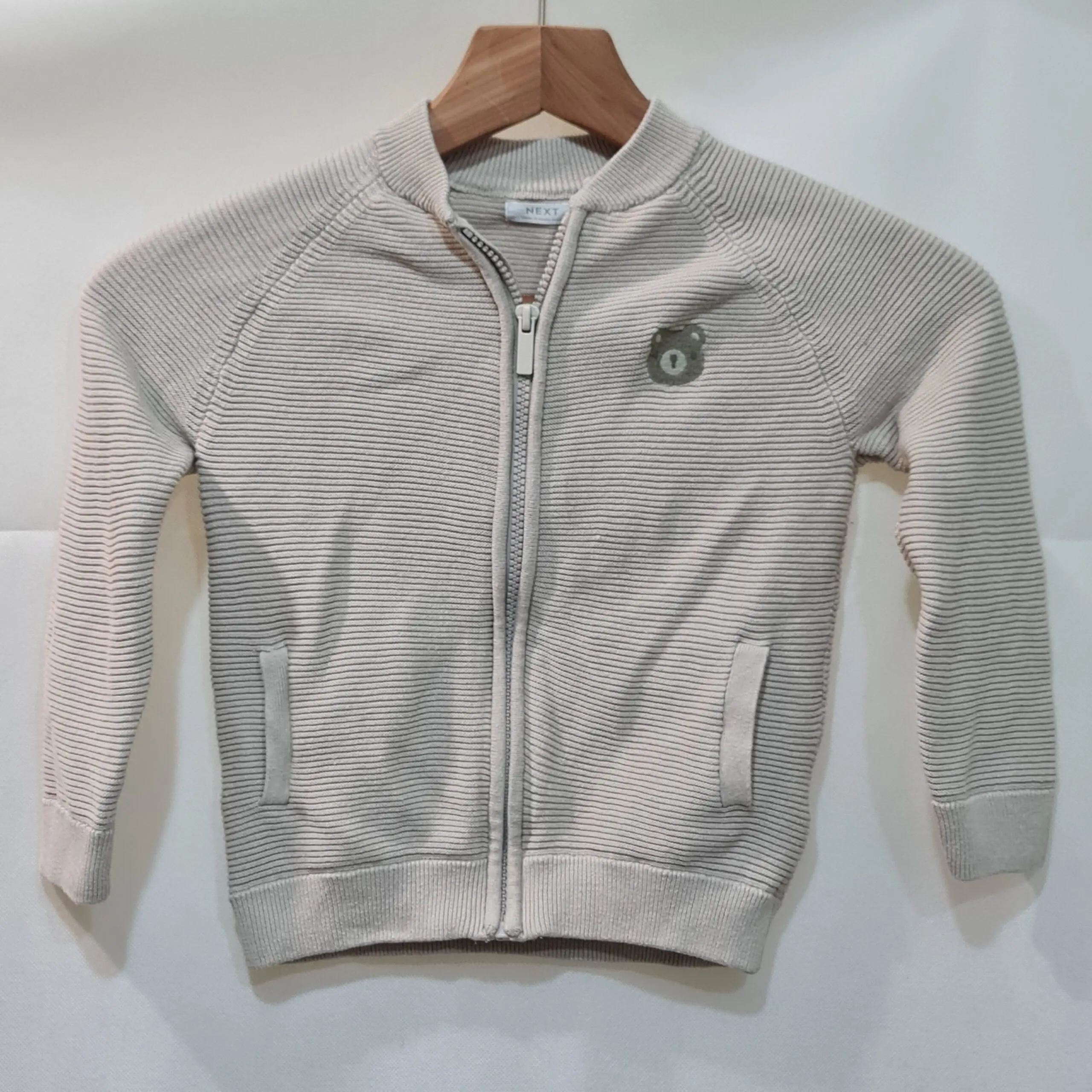 Next Boys Beige Zip Up Jumper 2-3 Years 98cm