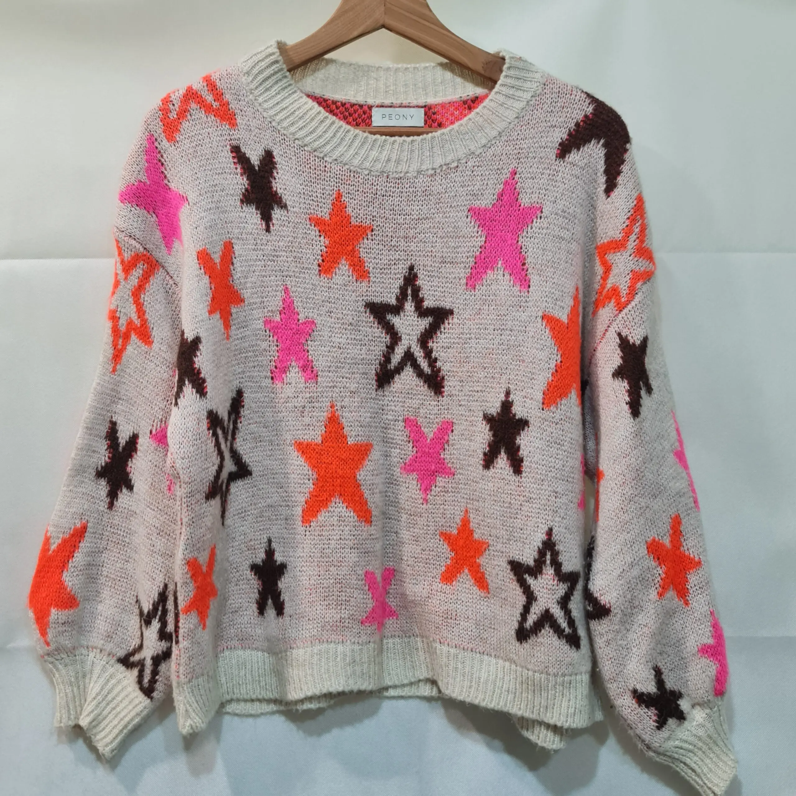 Peony Womens Grey Star Wool Alpaca Blend Jumper M UK 12-14