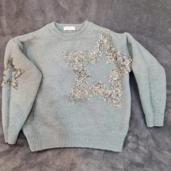 Next Girls Blue Sequin Star Jumper 4 Years 104cm