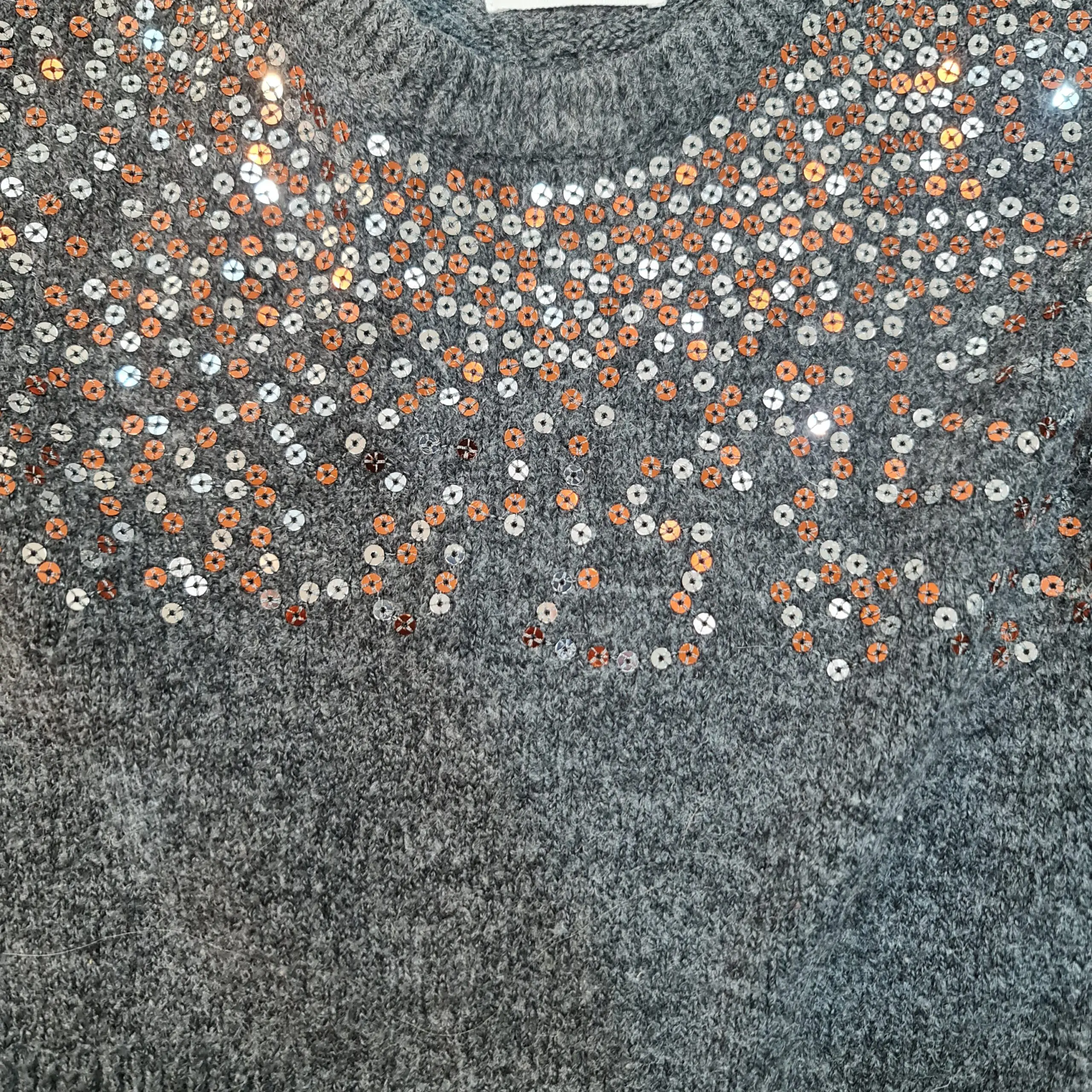 Primark Girls Grey Sequin Jumper 3-4 Years 104cm - Image 2