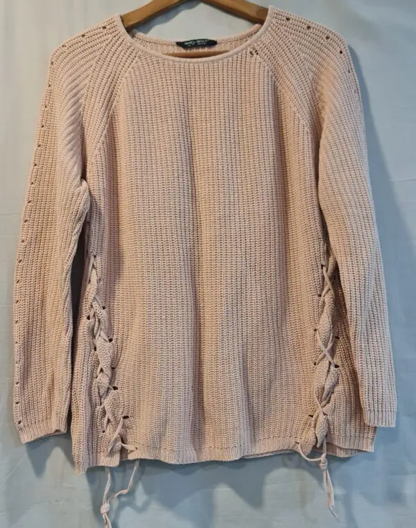 Select Womens Pink Lace Up Side Knit Jumper UK 12