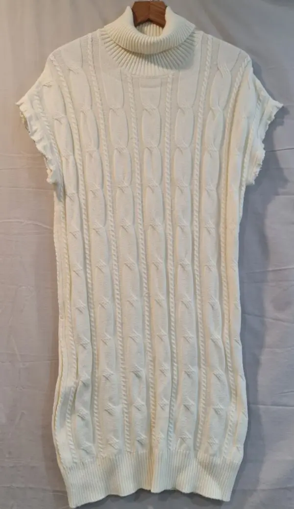Klass Womens Cream Cable Knit Roll Neck Jumper Dress L UK 16-18