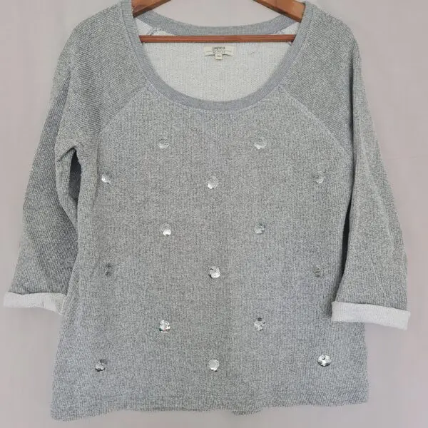 Papaya Womens Grey Sequin Detail Jumper S UK 8-10