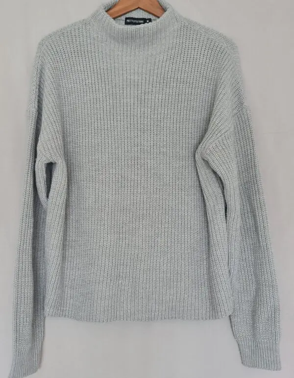 PrettyLittleThing Womens Grey Ribbed Knit Jumper M UK 12-14