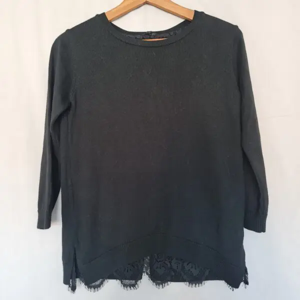 River Island Womens Black Lace Trim Jumper UK 8