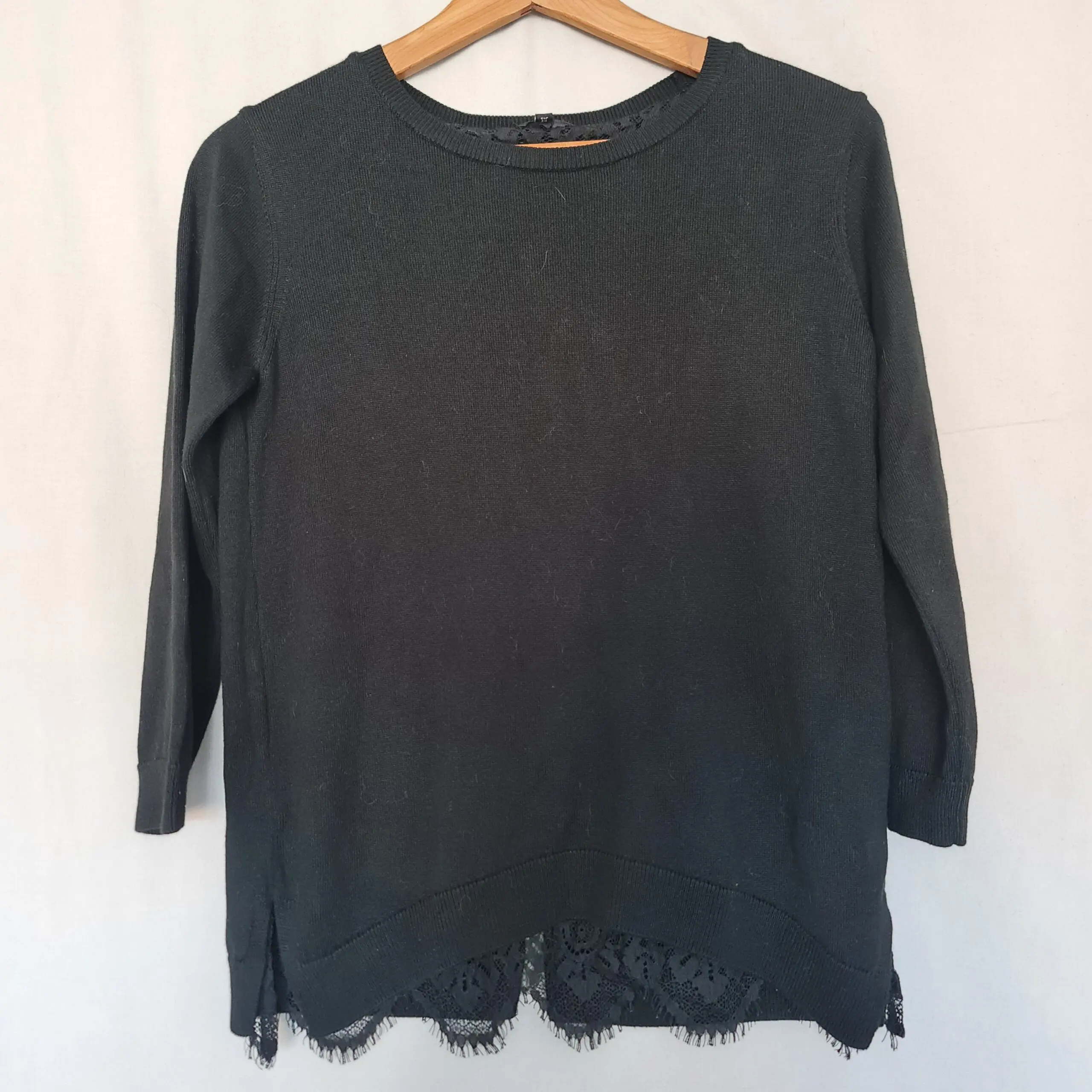River Island Womens Black Lace Trim Jumper UK 8