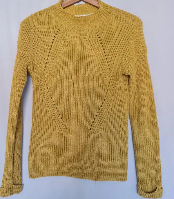 Primark Womens Mustard Pointelle Knit Jumper XS UK 6-8
