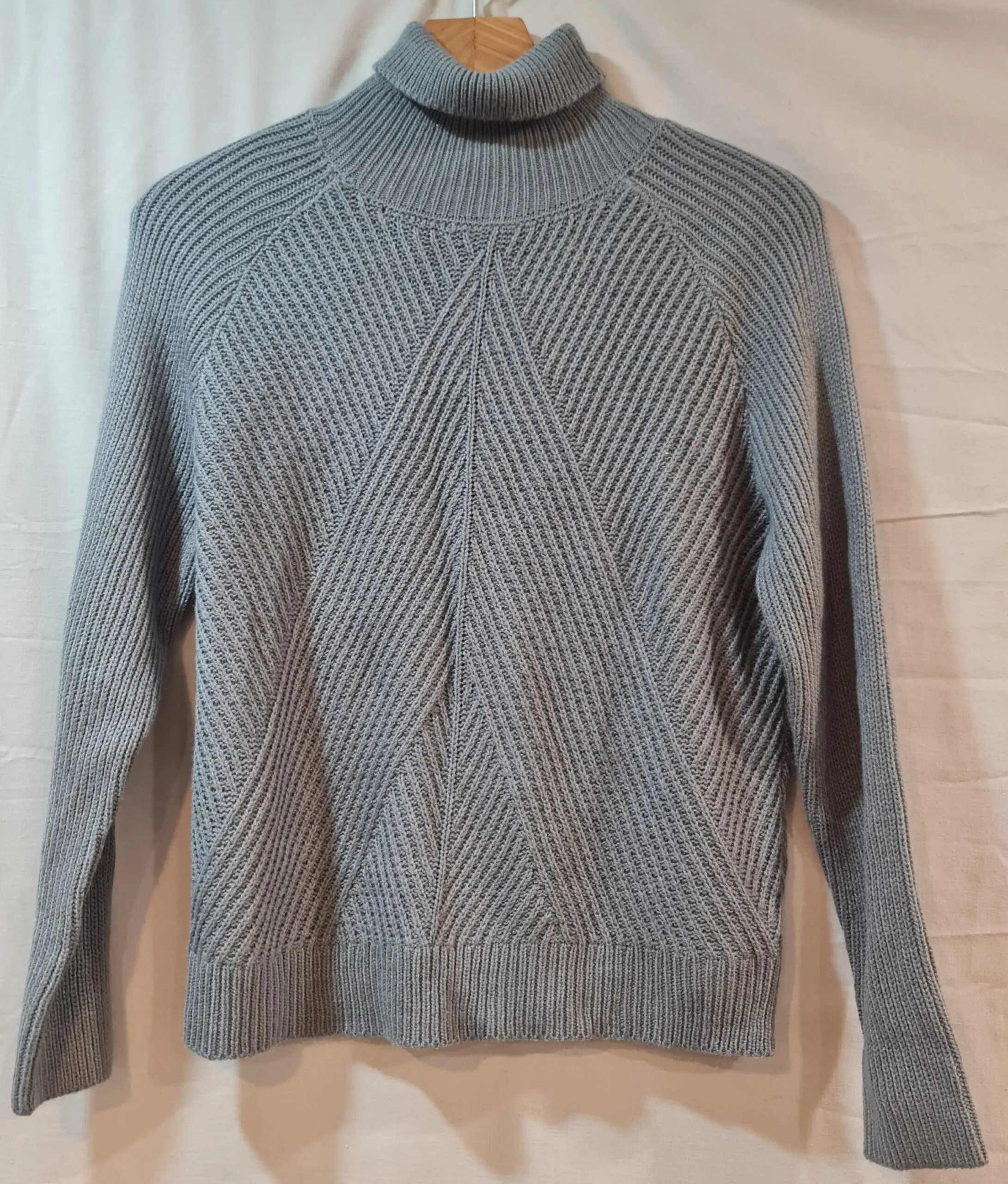 Womens Grey Textured Roll Neck Jumper S UK 8-10