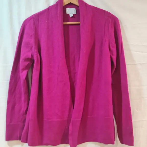 Pure Collection Pink Wool Cashmere Open Cardigan M UK 12-14